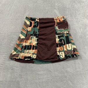 Mahal Streetwear Cargo Skirt Women XL Burgundy Patches Y2K